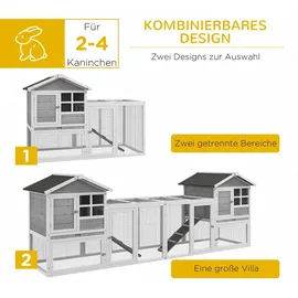 PawHut Kleintierstall 259 x 64 x 92 cm grau