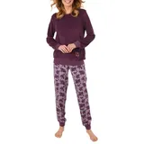 Normann Pyjama Normann Damen Frottee langarm Schlafanzug - auch in Übergrössen rot 36