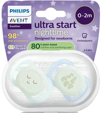 Philips Avent Schnuller +0m Start Nacht Junge 2 Stück