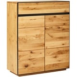 Linea Natura Schuhschrank Anthrazit, Eiche, Holz, Metall, Wildeiche, furniert, massiv, 3 Fächer, 1 Schubladen, 86x104x38 cm, Beimöbel erhältlich, , Schuhschränke