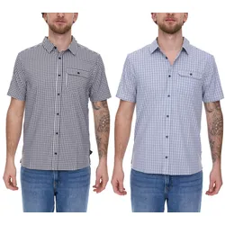 McKinley Dillingham M Herren Wander-Hemd Kurzarm-Hemd schlicht klassisches Karo-Hemd 4100318 Schwarz/Weiß oder Navy/Weiß - M