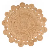 KADIMA DESIGN Jute Teppich Boho wendbar schmutzabweisend Natur Rund 80D | 100% Jute, Rücken aus Jute | Florhöhe: 5 mm | pflegeleicht