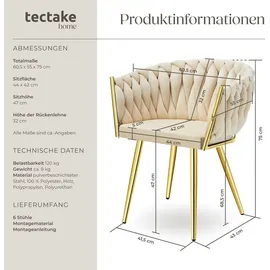 Tectake Esszimmerstuhl Astano Samt braun 6er Set