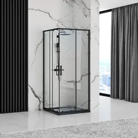 REA Punto Duschkabine 90 x 190 cm rechts Schwarz Sicherheitsglas