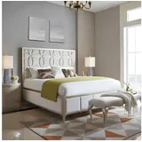 JVmoebel Schlafzimmer-Set Bett Nachttisch 2x Schlafzimmer 3 tlg. Set Design Betten, Made in Europa weiß