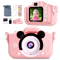 Fotoapparat Kinder-Kinderkamera 3-10 Jahre, Wiederaufladbarer Videokamera mit 1080P 32 GB TF-Karte und Zoll HD-Bildschirm und Silikonschutzhülle, Fotoapparat Geschenk für Kinder (Rosa)