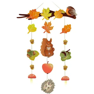 Ursus 21470099F - Mobile Herbstzauber, Höhe ca. 52 cm, Set für ein Mobile mit Stanzteilen, Kordel, Klebepads, inklusive Anleitung, ideal als freihängende Raumdeko im Kinderzimmer