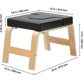 Vevor Yoga Kopfstandbank Inversionsstuhl 136 kg Tragkraft für das Familien-Fitnessstudio, Kopfstandtrainer mit Holzrahmen und PU Polster, Stand-Yoga-Hocker für Kraft- und Gleichgewichtstraining