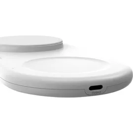 Belkin BoostCharge Pro kabellose 2-in-1-Ladestation mit Qi2, 15W, Schnellladegerät, Wireless Charger für iPhone 17, Air, 16, Pixelsnap, AirPods und MagSafe-fähigen Geräten – Weiß