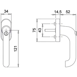 OEM edi DK-Fenstergriff abschließ,Janus 1013/3000 TBT, 7/35 Edelstahl