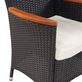 vidaXL Polyrattan Set 5-tlg. schwarz/creme