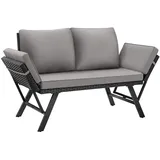 Tectake tectake® Rattan-Loungesofa, Sintra, 2in1 Funktion, Dicke des Sitzpolsters 7 cm, abnehmbare Polyesterbezüge, 157 x 61 x 89 cm