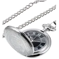 Hicarer Herren Analog Quarz Taschenuhr (Silber)