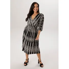 aniston plus Jerseykleid Midi Schwarz/Weiß 48