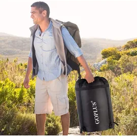 Costway 2 in 1 Doppelschlafsack, Einzelschlafsack XL, Deckenschlafsack 2 Personen/mit 2 Kissen 220x150cm / für Camping, Wandern, Aktivitäten im Freien