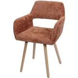 Mendler Esszimmerstuhl HWC-A50 II, Stuhl Küchenstuhl Polsterstuhl, Holz Stoff/Textil Chenille (465g/m2) terrakotta