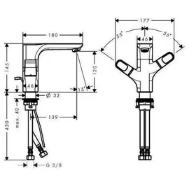 Hansgrohe Urquiola 2-Griff-Waschtischarmatur Brushed Gold Optic