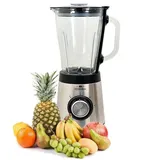 Elektronik SCHÄFER Smoothie-Maker Edelstahl Mixer mit Glaskrug Blender Smoothie Maker Protein Milchshake, 500,00 W, Protein Milchshake Mixer Blender Küchenmixer Ice Crusher Zerkleinerer silberfarben