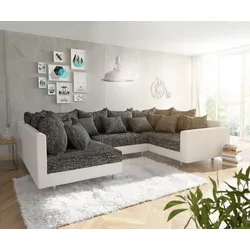 DELIFE Canapé Clovis blanc noir avec accoudoir, Design Canapés panoramiques, Couch Loft, Modulsofa, modular