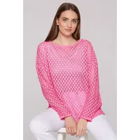 Soccx Damen Langarmshirt mit Ajour-Muster Floral Pink, L -