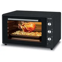 ICQN Minibackofen 60 Liter XXL mit Umluft, Drehspieß, Emailliert, Anthrazit
