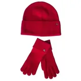 Ralph Lauren "Lauren Woll-Kaschmir Mütze & Handschuhe Set, Rot - Einheitsgröße