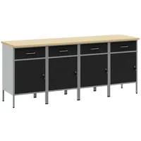 vidaXL Werkbank 4 Teile Schwarz und Grau aus Holzwerkstoff und Stahl