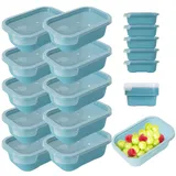 Mypicompany Frischhaltedosen mit Deckel –10-teiliges Set (je 500 ml), BPA-frei, Luftdicht, Stapelbar. Mikrowellen & Spülmaschinengeeignet. Pastellblau Gefrierdosen. Dosen mit Deckel für Lebensmittel