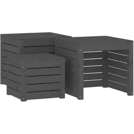 vidaXL 3-tlg. Gartenbox-Set Grau Massivholz Kiefer