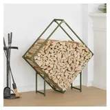 vidaXL Kaminholzregal Kaltgewalzter Stahl 100 x 25 x 100 cm Olivgrün