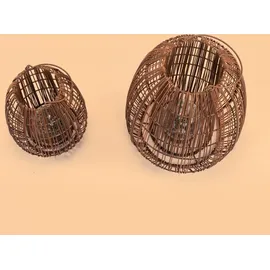 esotec Solarleuchte Rattan 40+28 cm 2er Set braun
