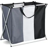 Zeller Present Wäschesortierer 3-fach 64 cm x 57 cm x 40 cm Schwarz-Grau-Weiß