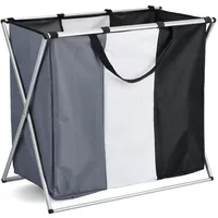 Zeller Present Wäschesortierer 3-fach 64 cm x 57 cm x 40 cm Schwarz-Grau-Weiß