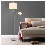 ETC Shop Stehlampe, flexible Leseleuchte Textil sandfarben H 175 cm