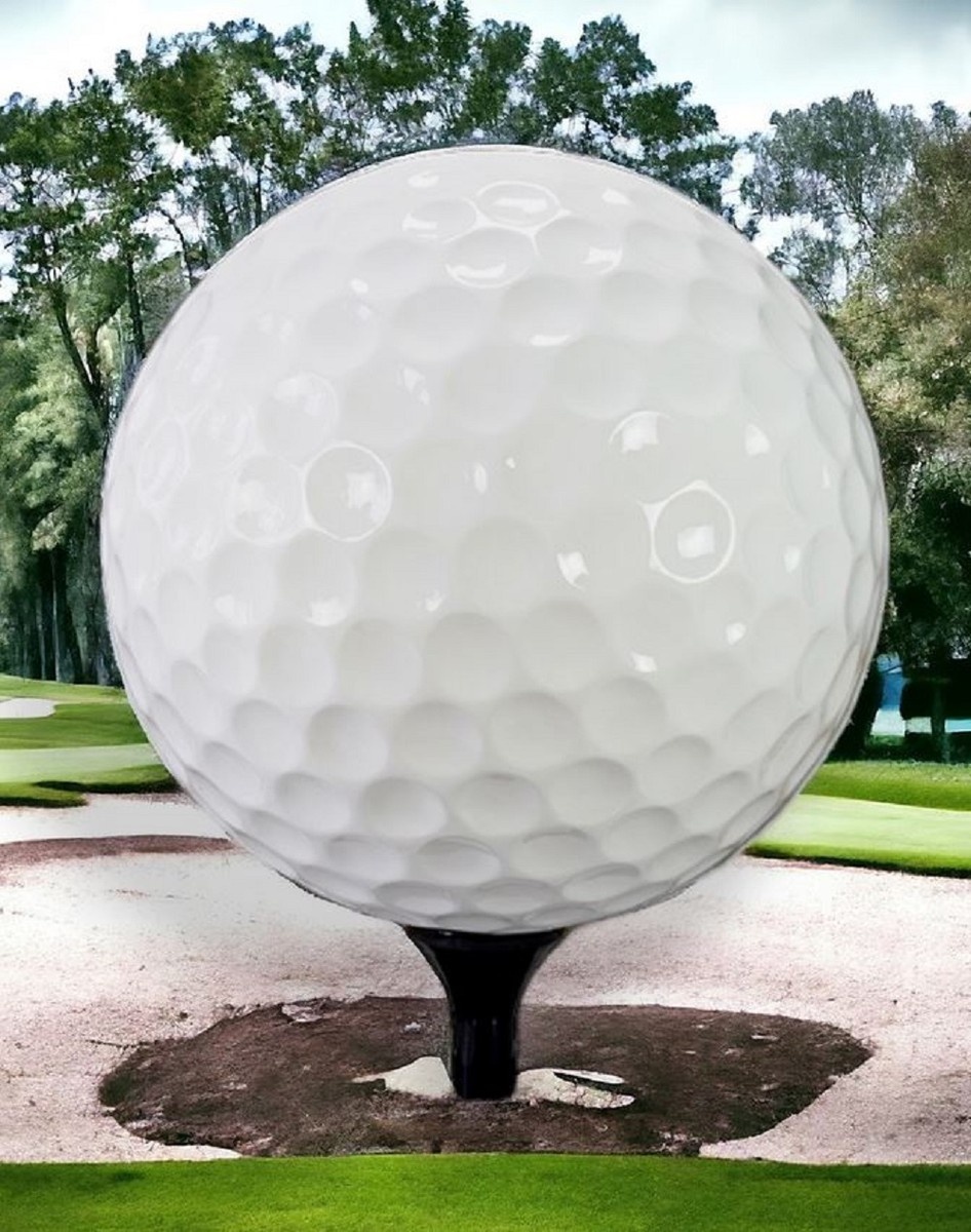 Casa Padrino XXL Deko Golfball mit Abschlag Weiß / Schwarz Ø 140 cm
