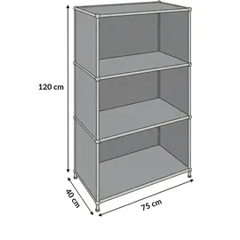 Floordirekt Bücherregal 75 x 40 x 120 cm Grau