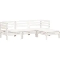 vidaXL Gartensofa 3-Sitzer mit Hocker Weiß Massivholz Kiefer