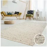 TaraCarpet Wollteppich TaraCarpet Lambrecht, rechteckig, Höhe: 13 mm, Hand-Web-Teppich grau beige gewalkt Wohnzimmer Esszimmer 170x230 cm grau 170 cm x 230 cm x 13 mm