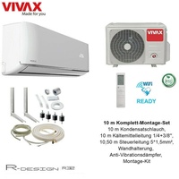 VIVAX R Design 9000 BTU + 10 m Komplett Montageset 2,6 KW Split Klimaanlage A+++