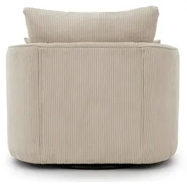 S-Style Drehsessel Ted Cord 107 x 94 x 100 cm Beige drehbar mit Kissen