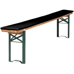 TexDeko Bierbankauflage gepolstert 220x25x2cm  3TLG Set Blickdicht mit Tischdecke 250x100cm (universal), Schwarz