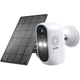 ZOSI Akku Überwachungskamera mit Solarpanel, 2K Kabellos IP Kamera Überwachung Aussen WLAN mit Farbige Nachtsicht, 2-Wege Audio, AI Menschenerkennung