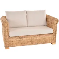 Rattan Wohnzimmer-Sofa Nizza 2-Sitzer Lounge-Sofa mit Polster (Hell Natur)