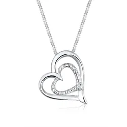 Collierkettchen ELLI DIAMONDS "Herz Liebesbeweis Diamant (0.015 ct.) Silber", weiß, Halsketten, Damen, 45, 0.003 ct mit Diamanten, Silber 925 (Sterlingsilber), L: 45cm