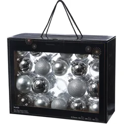 Christbaumkugel - Weihnachtsbaumkugel - Glas - glänzend, matt, glitzernd - silber - 42 Stück