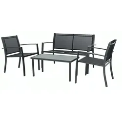 4tlg. Garten Lounge Set mit 2 Gartenstühlen, 2-Sitzer-Gartenbank & Beistelltisch, Balkonmöbel, Sitzgruppe Sitzgarnitur Outdoor, Anthrazit