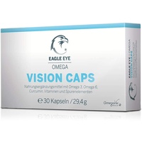 Eagle Eye Augen-Vitamine gegen trockene Augen - mit Curcumin, Omega 6 und Omega 3-30 Kapseln hochdosiert mit den Vitaminen D3, B2, B6, B9 und B12 gegen trockene, rote, brennende und gereizte Augen.