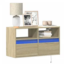 vidaXL TV-Wandschrank mit LED-Beleuchtung 80x31x45 cm Braun Holz