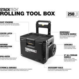 ToughBuilt StackTech TB-B1S3-B-70R Werkzeugkisten Set mit Rollen 3 tlg. IP65 86 x 56 x 40 cm - Schwarz