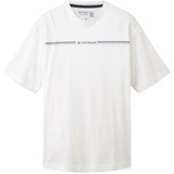 TOM TAILOR T-Shirt mit Streifen-Print & Weiß,Dunkelblau,Hellblau - M